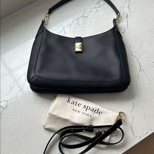 kate spade Black Leather Shoulder Bag with Gold Hardware